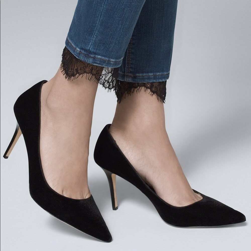 Classic-Rise Lace-Hem Skinny Ankle Jeans - Picture 3 of 10